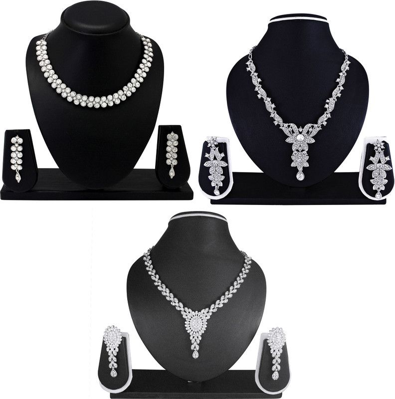 Alloy Rhodium Silver Jewel Set  (Pack of 1)