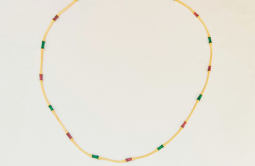 Gold Plated Alloy Necklace with Stones for womens and gifts for girls Gold-plated Plated Alloy Chain