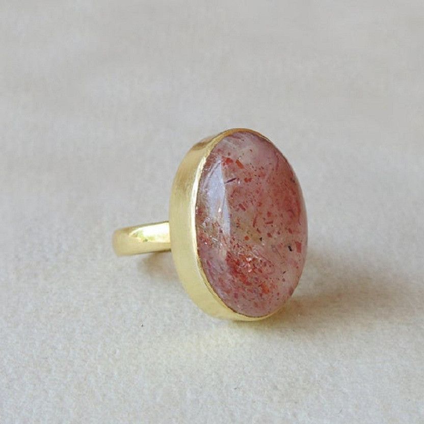 Sunstone Ring Original Natural Sunstone Astrological and Fashionable wear for unisex Stone Quartz Gold Plated Ring