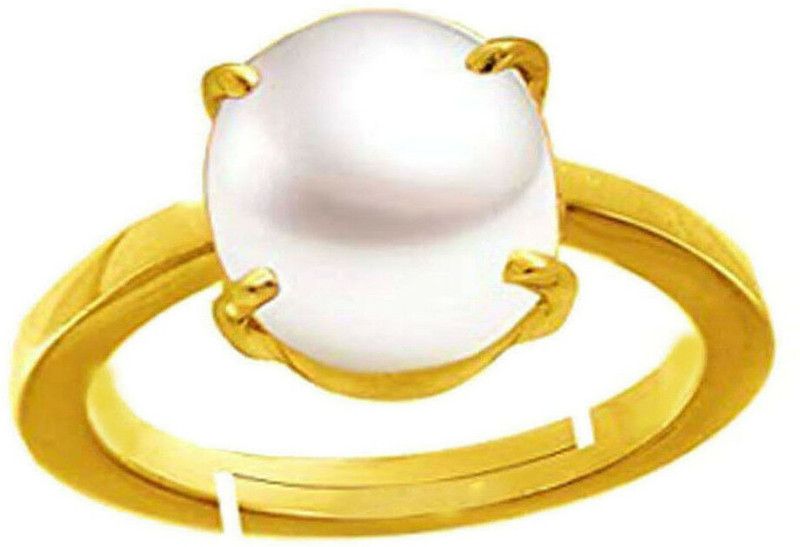 Pearl (Moti) 9.25 Ratti or 8.50 Ct Panchdhatu (5 Metal) Women Adjustable Stone Ring