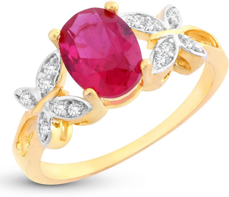 Exclusive Butterflies-On-Ruby Crystal Gold Plated Ring Alloy Crystal Gold Plated Ring