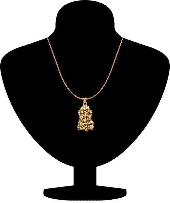 Vighnaharta Lord Ganesha Unisex Pendant without Chain Gold-plated Alloy Pendant