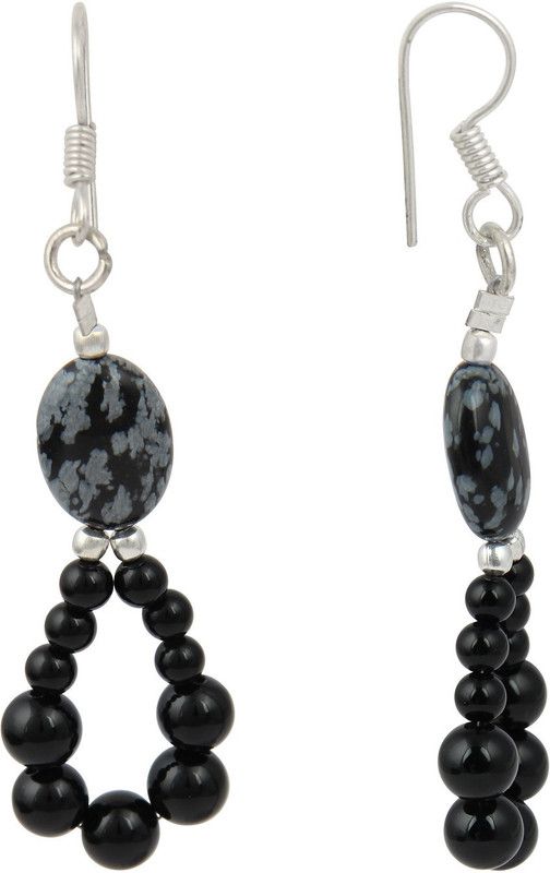 Pearlzgallery's Alloy Silver Plated jade 3 inches long Earring for Women Jade Alloy Drops & Danglers