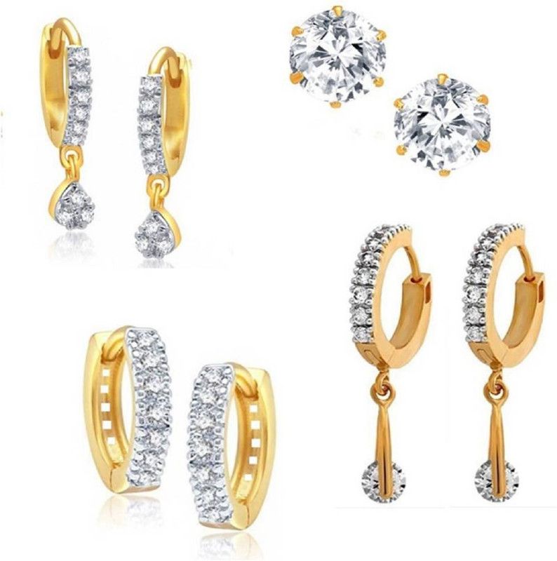 American Diamond Fashion Combo of 4 Pair Earring For Kids/Girls/Women Alloy Stud Earring