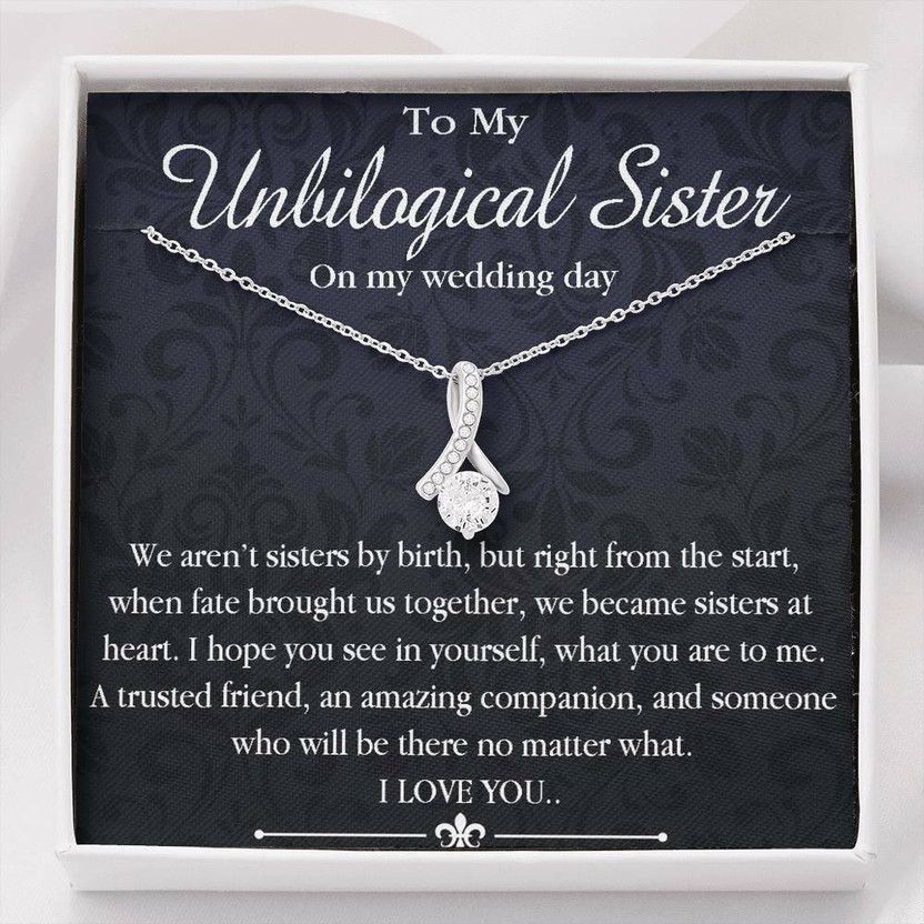 unbiological sister on my wedding day gift necklace, best friend, wedding gift Zircon Silver Pendant Set