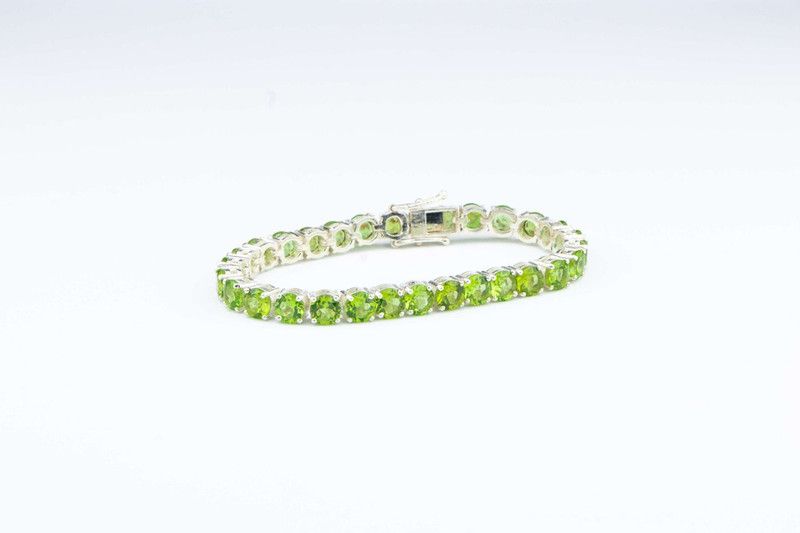 Stone, Silver Peridot Silver Bracelet
