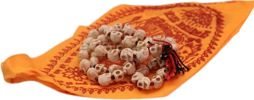 Goddess Kali Mala, Skull/Narmund Carved Beads Mala Rosarie Indian Goddess Kali Prayer Necklace Mala With Gomukhi Jaap Bag Fabric Chain