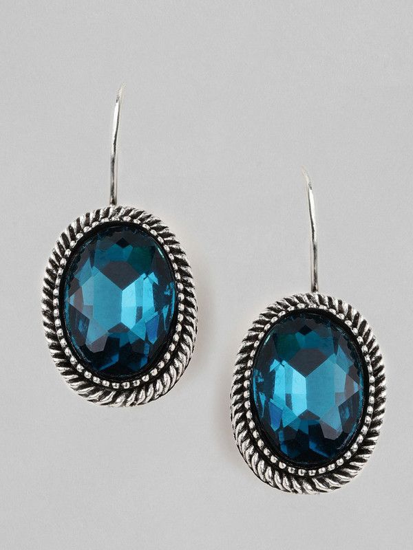 Rubans Silver Plated Handcrafted Blue Stone Drop Earrings Alloy Drops & Danglers