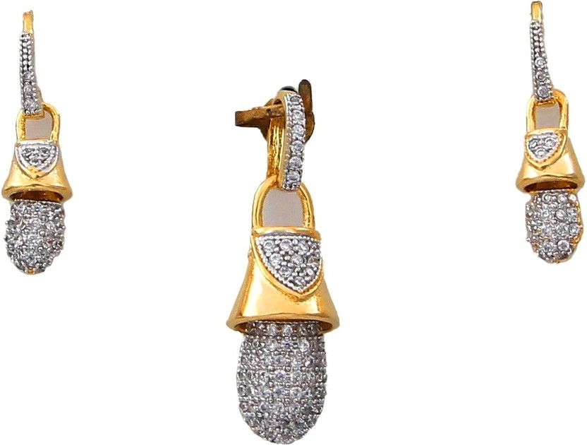 Copper Gold-plated White, Gold Jewel Set  (Pack of 1)