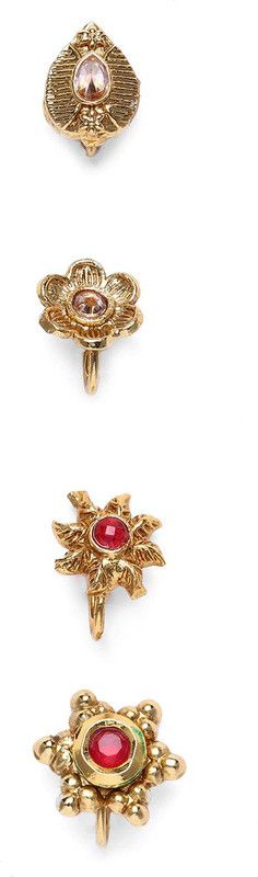 ZAVERI PEARLS Gold-plated Plated Stone Nose Stud Set  (Pack of 4)