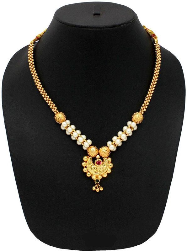 Jijamata Moti Thushi Crystal Gold-plated Plated Alloy Necklace