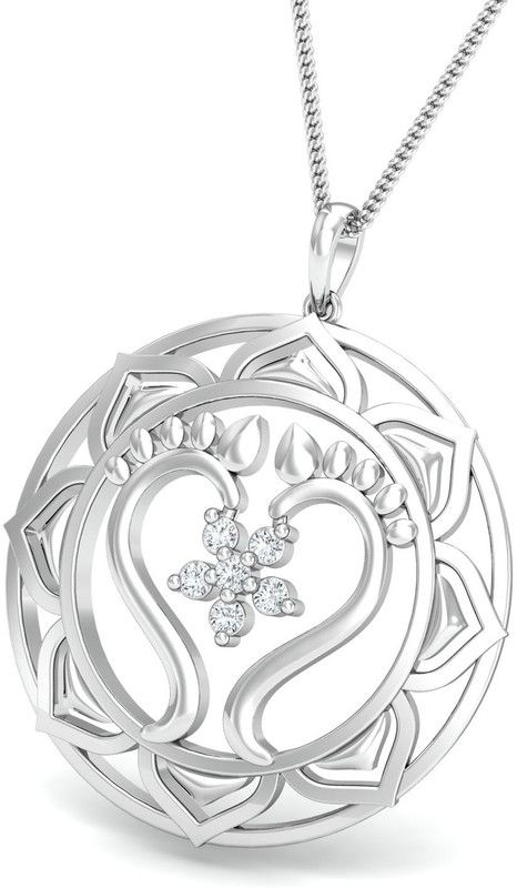 laxmi paduka 999 Silver Cubic Zirconia Alloy Locket