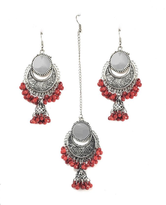 Metal, Alloy Gold-plated Red, Silver Jewel Set  (Pack of 1)