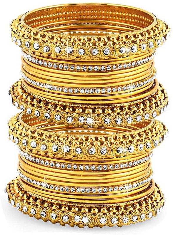 Alloy Cubic Zirconia Gold-plated Bangle Set  (Pack of 26)