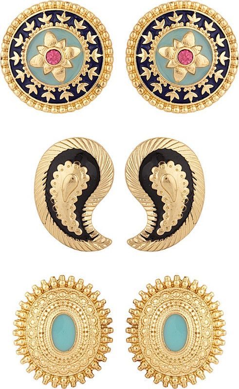 Set of three royal studs Crystal Alloy Stud Earring