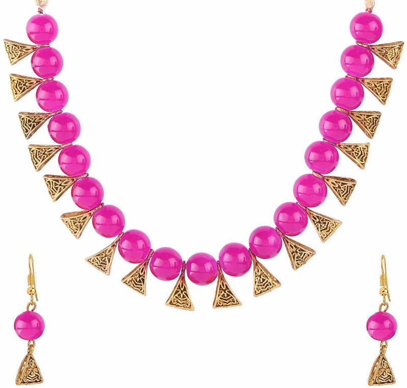 Alloy Copper Pink, Gold Jewel Set  (Pack of 1)