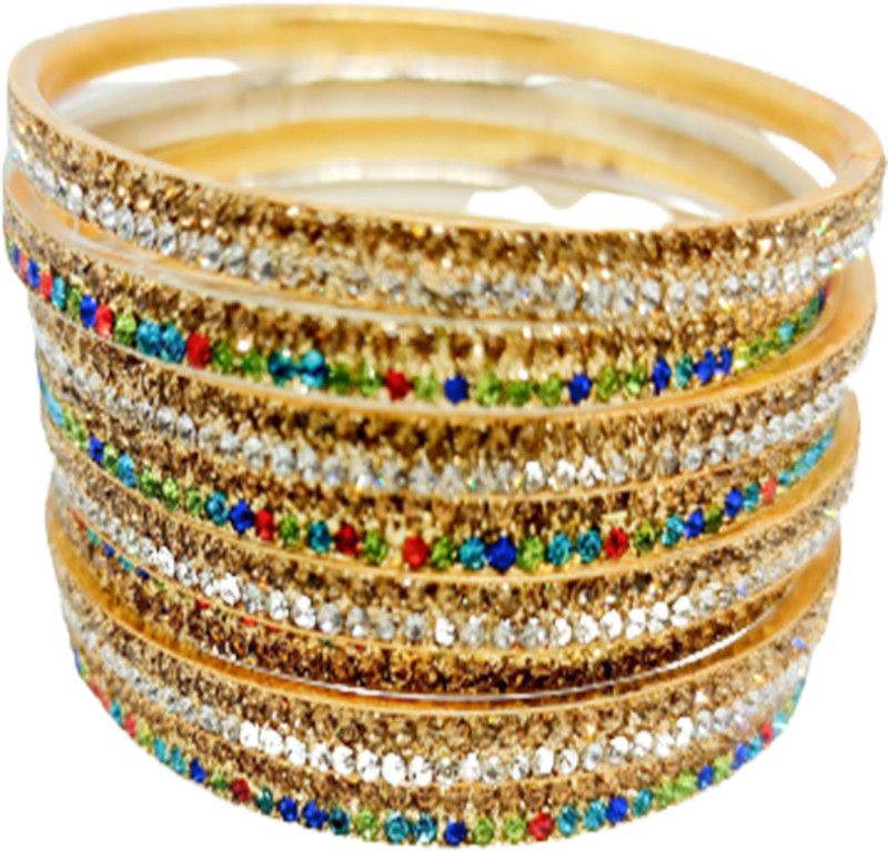 Alloy Crystal Bangle Set  (Pack of 8)