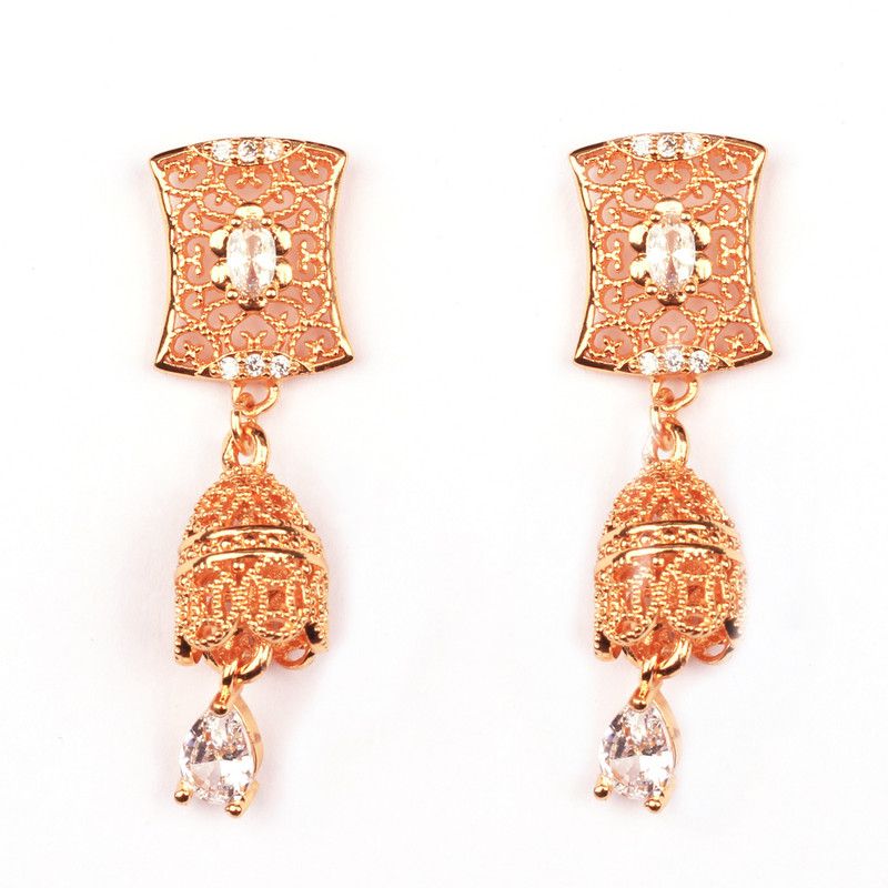 STYLISH & SWEET PARTY WEAR AD EARRING Brass Jhumki Earring