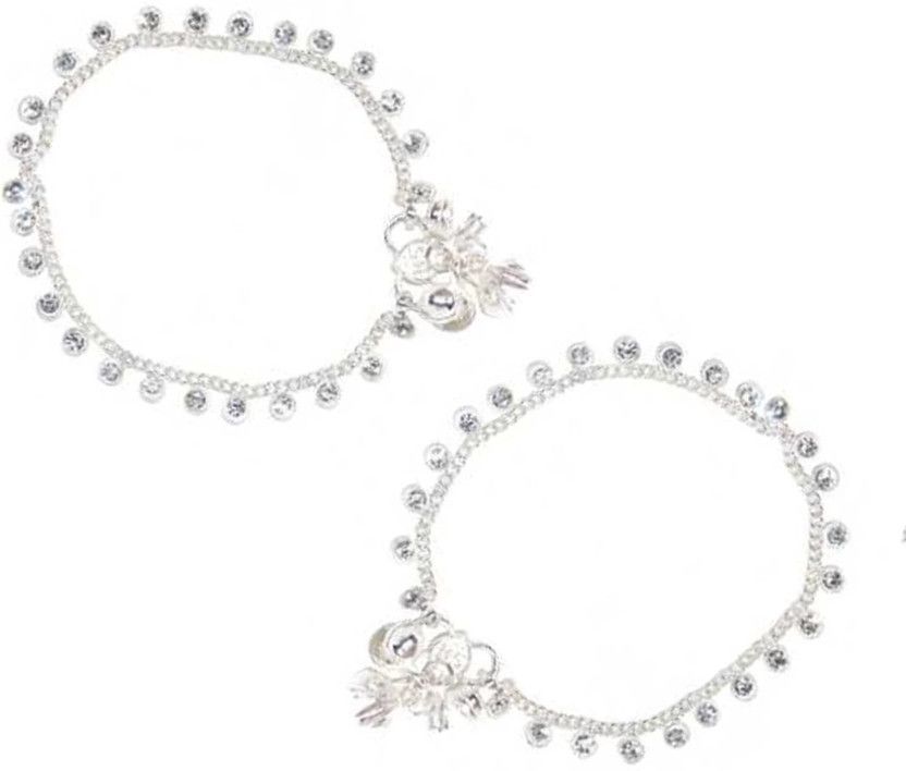 AANYACRYSTAL Kids Children Baby Girls 1-3 years Alloy Anklet  (Pack of 2)