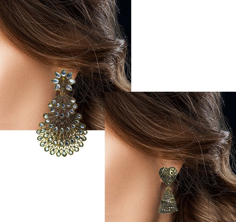 Meenakari German Gold Coated Oxidized Earring Combo Sets Alloy Earring Set, Drops & Danglers