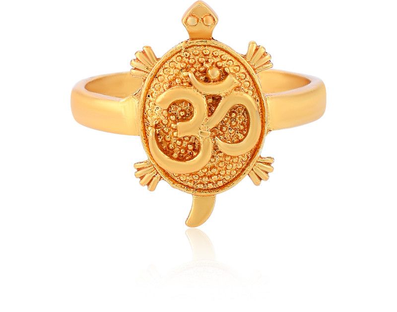 Gold Plated Om Turtle Ring for Unisex Animals Healthy Longevity Tortoise Ring Brass Gold Plated Ring