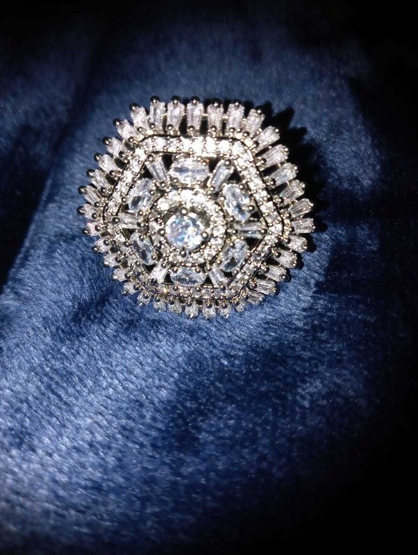 Alloy Zircon Silver Plated Ring