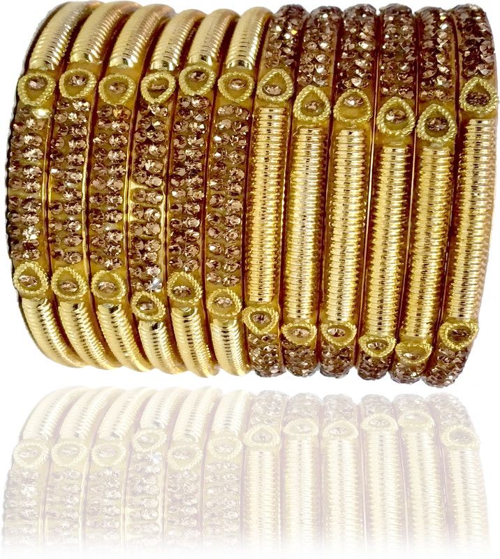 Metal Zircon Bangle Set  (Pack of 12)