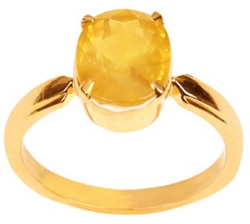 Pukhraj / Yellow Sapphire Ring Stone Sapphire Copper Plated Ring