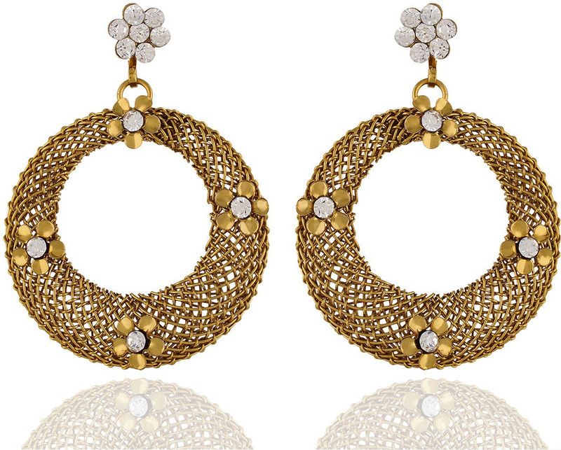 Stylish Antique Round Shaped Gold Colour Alloy Earrings Alloy Drops & Danglers