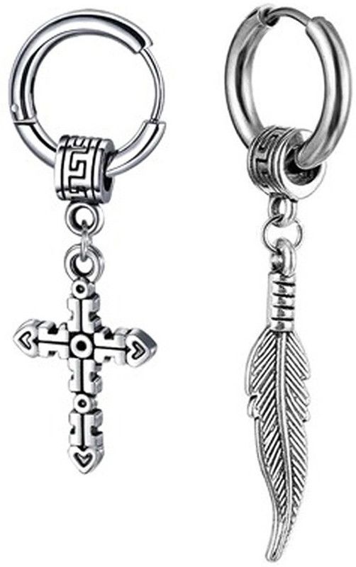 Christ Jesus Cross With Chrismas Gift Feather Long Chain Hoop Metal Hoop Earring, Stud Earring, Drops & Danglers, Huggie Earring, Tunnel Earring