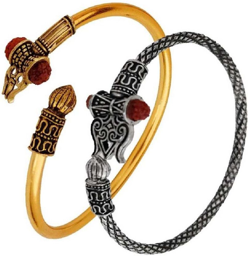 Brass Silver, Gold-plated Kada  (Pack of 2)