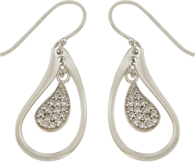 S584801E Cubic Zirconia Sterling Silver Drops & Danglers