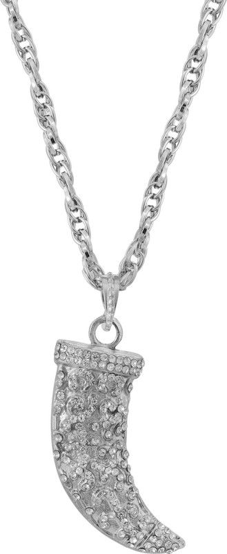 Silver plated Heavy CZ studded, Shiny Sword Khukri shaped Fashion pendant Men Silver Cubic Zirconia Brass Pendant