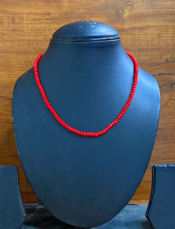 Mangalsutra-Handmade Plated Round Mala With Red Crystal Beads Hight 18Inches Crystal Mangalsutra
