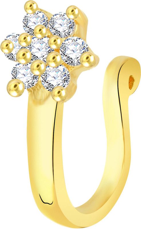 VSHINE FASHION JEWELLERY Star Studded American Diamond Pressing Gold Plated Nose Pin for Women & Girls Cubic Zirconia Gold-plated Plated Alloy, Brass Nose Ring
