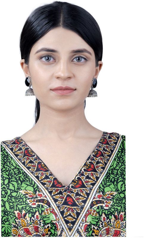 German Silver Oxidized Jhumki Afghan Pearl Drop Earrings Beads German Silver, Alloy Jhumki Earring, Earring Set