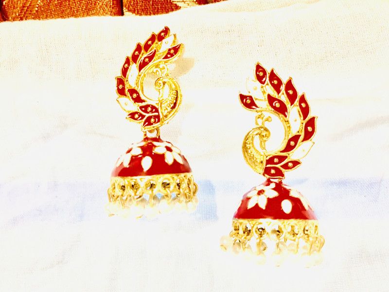 Ethnic Gold Plated Peacock Design Jhumka Alloy Jhumki Earring