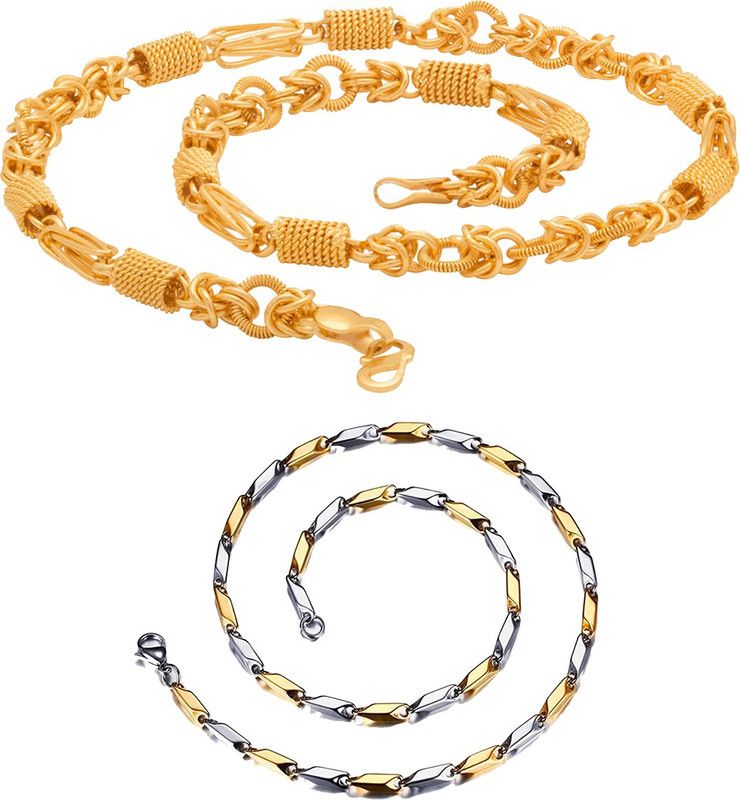 Trendy Fancy Classic Franco Heavy & Two Tone Men Rhodium, Gold-plated Plated Brass Chain
