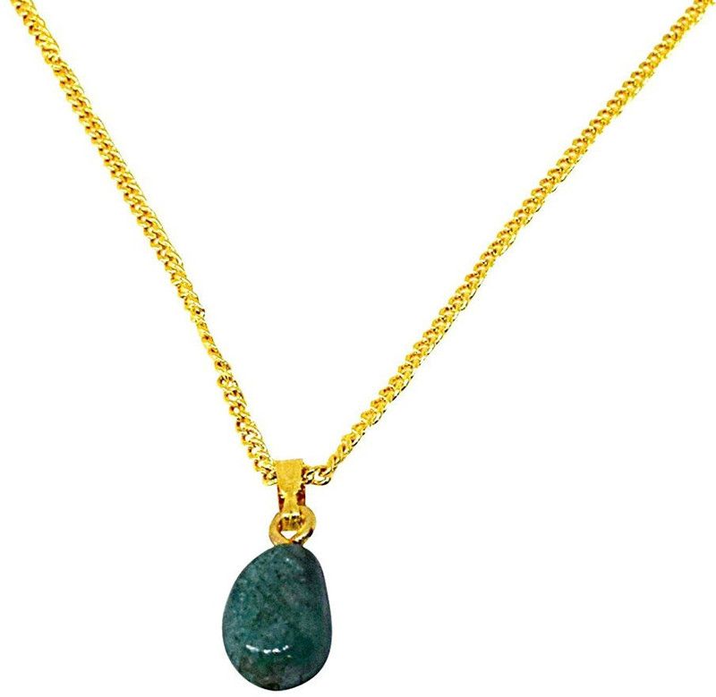 4.36 cts Real Natural Green Emerald Pendant for Girls with Gold Plated 22 IN Chain (4.36cts EMR) Emerald Metal Pendant