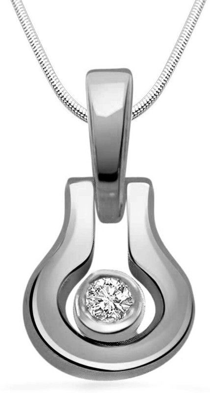 In The Ring - Real Diamond & Sterling Silver Pendant with 18 IN Chain (SDP128) Sterling Silver Diamond Sterling Silver Pendant