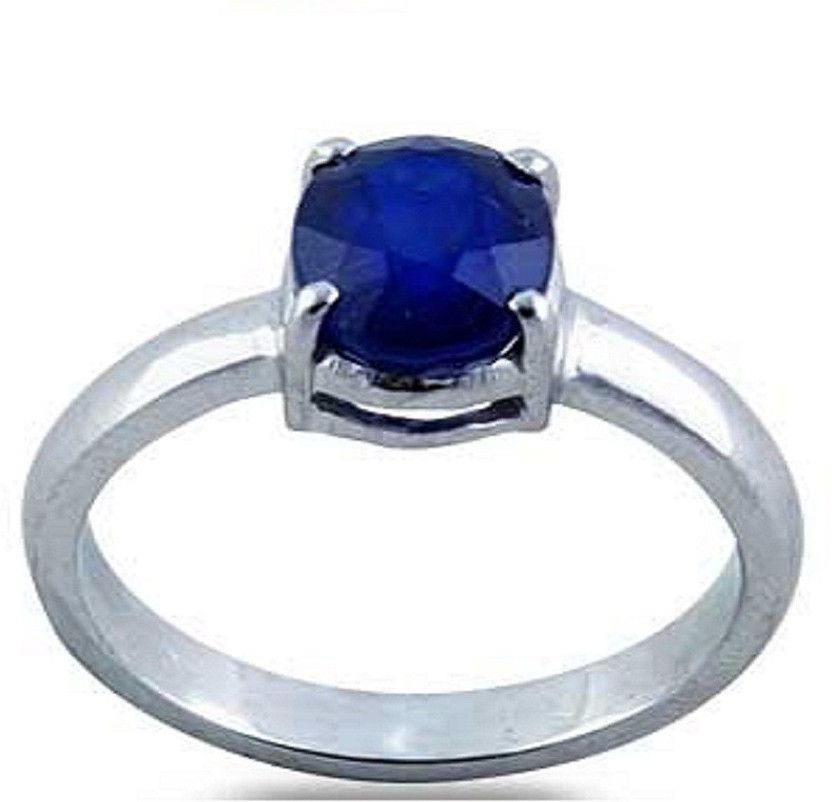 Blue Sapphire ring With Natural Ceylon Blue Sapphire Stone Sapphire Silver Plated Ring