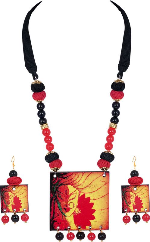 Copper Gold-plated Black, Red Jewel Set  (Pack of 1)