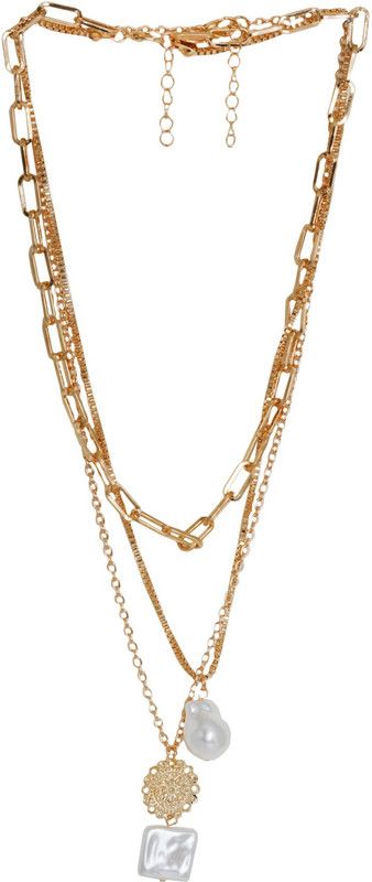 Beautiful Day Chain Link and Pearls Necklace Alloy Necklace