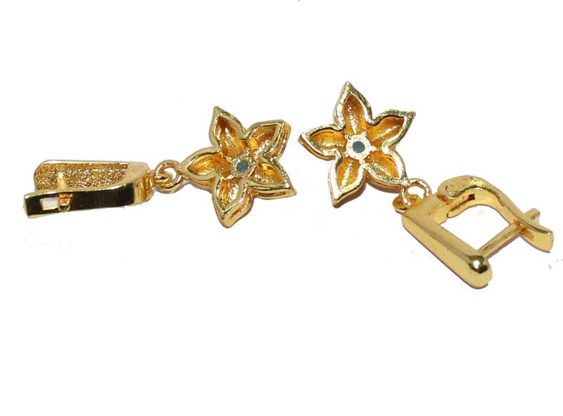 Traditional, Ethnic Gold Polish Hanging Earrings Zircon Brass Drops & Danglers