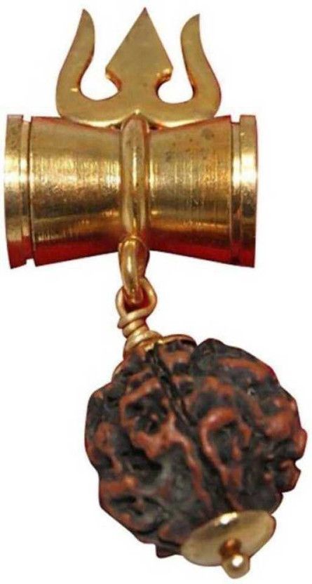 Shiv Shakti Kavach - Rudraksha Trishul Damru Locket Zinc Pendant Gold-plated Zinc Pendant