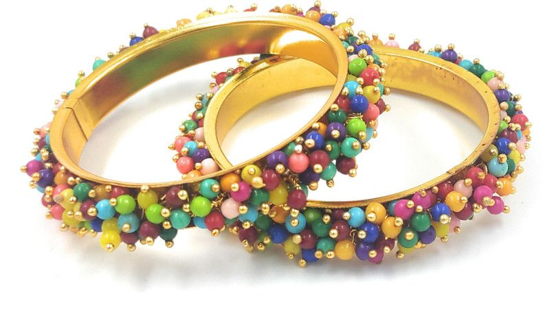 Brass, Plastic, Alloy Beads Gold-plated Bangle Set  (Pack of 2)