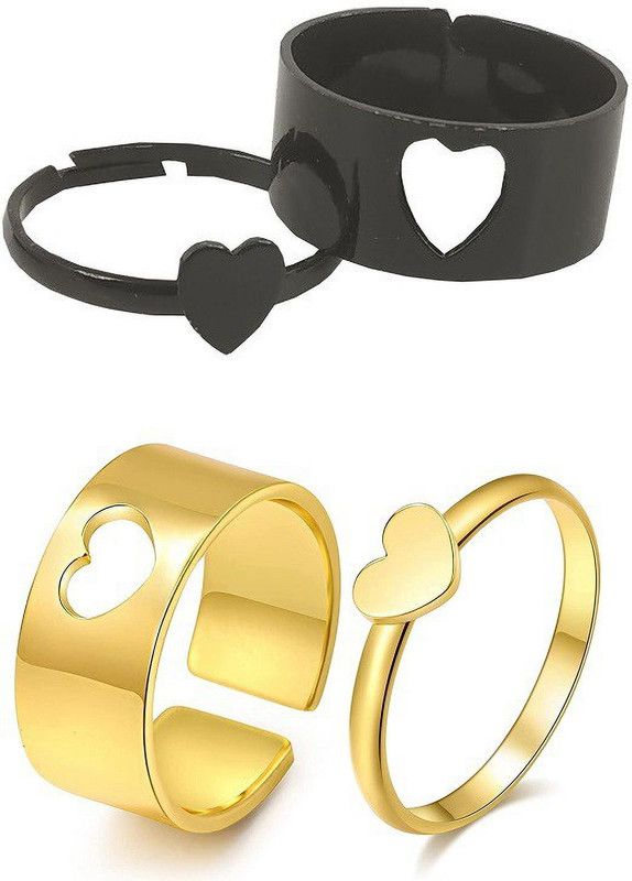 CMB7752 Valentine's Day Couple Promise Matching Heart Finger Rings Set Stainless Steel Ring Set