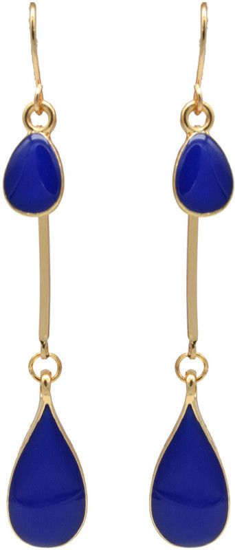Kiyara Accessories teardrop coloured enamel meena dangle and drop gold lightweight earring for women and girls. Stone Drops & Danglers