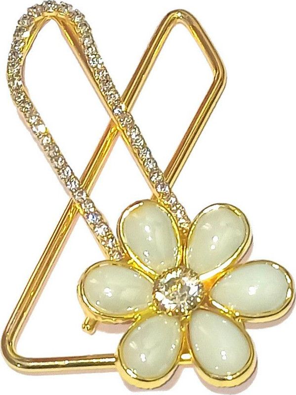 Adhira's Fancy Saree pin/Brooch/Hijab pin/ Safety pin/ Metal safety pins clip Brooch  (Gold, White)