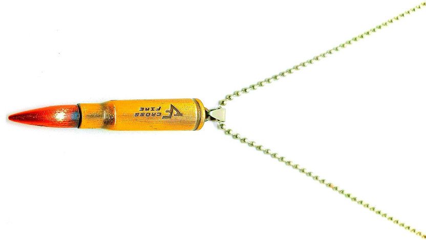 Bullet Pendant Necklace with Chain for Men & Boys Fashionable Rocking BP703 Brass Brass Pendant Set